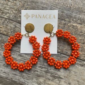 Panacea Orange Beaded Floral Dangle Earrings